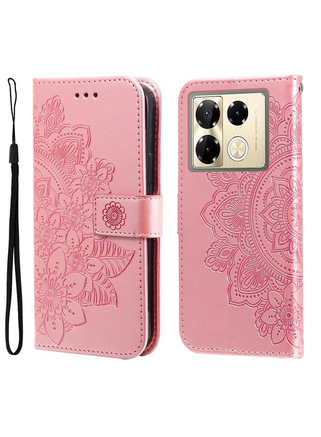 زبون جراب لهاتف Infinix Note 40 Pro 4G / 5G / Note 40 Pro+ جراب هاتف جلدي منقوش عليه زهور بسبع بتلات - Image 1