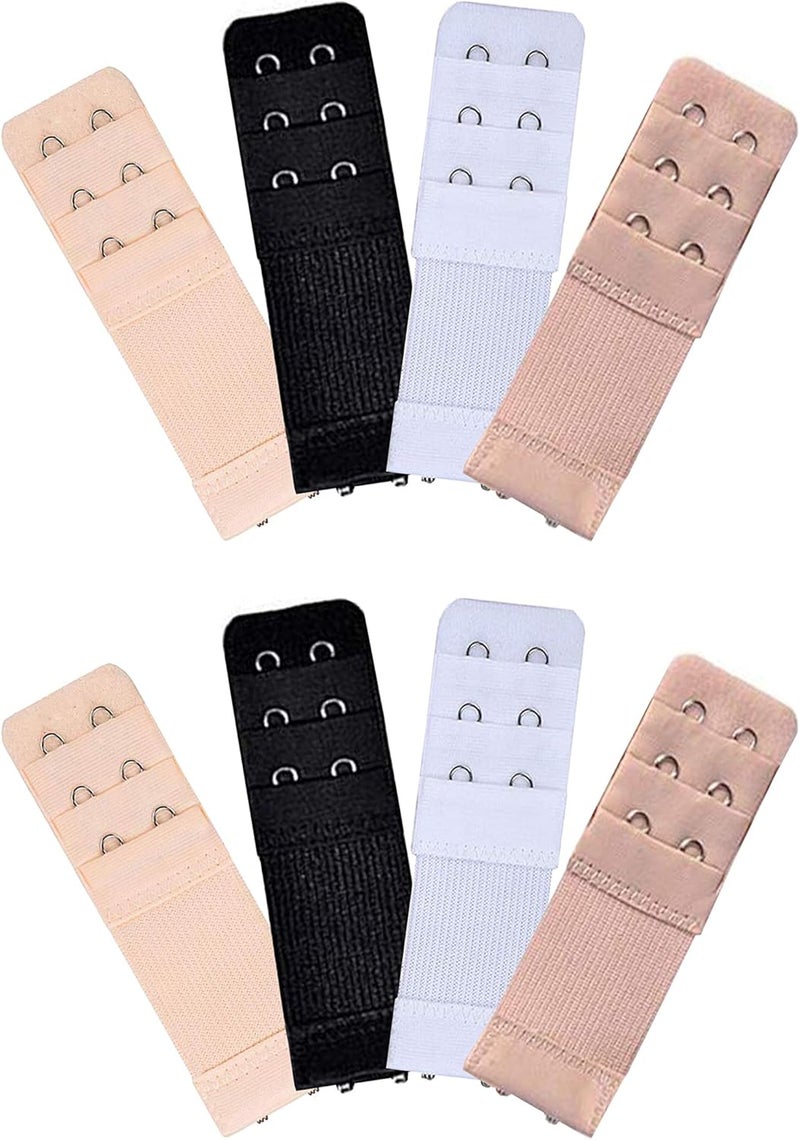 KTOBTEL 8 Pieces Women Bra Extenders 2 Hooks 3 Rows Elastic Bra Band Hook Strap Extensions Bra Accessories - Image 1