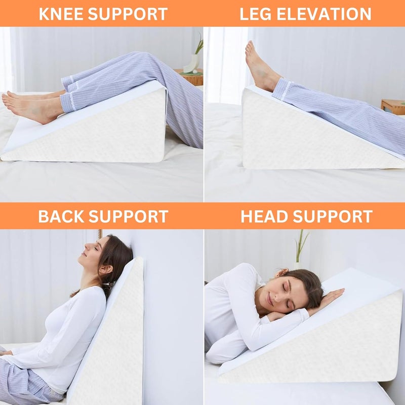 ADEPTNA Comfort Memory Foam Therapy Bed Wedge Pillow Designed for Back Neck Pain Better Breathing Circulation Acid Reflux Washable Cover Included - Image 5
