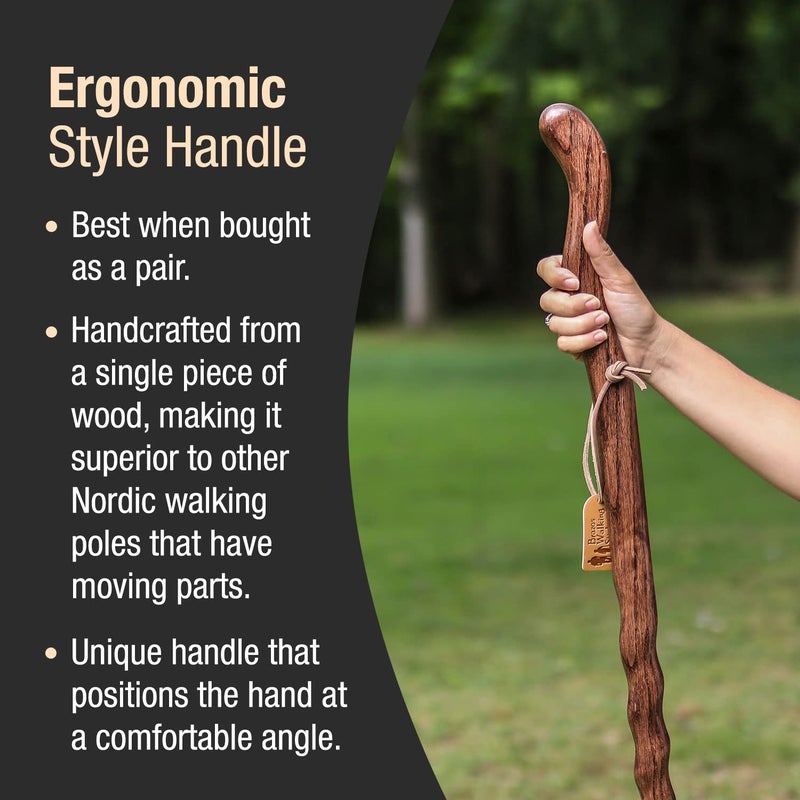 Brazos Handcrafted Wood Walking Stick, Twisted Oak, Ergonomic Style Handle, for Men & Women, Made in The USA, Brown, 48" - Image 4