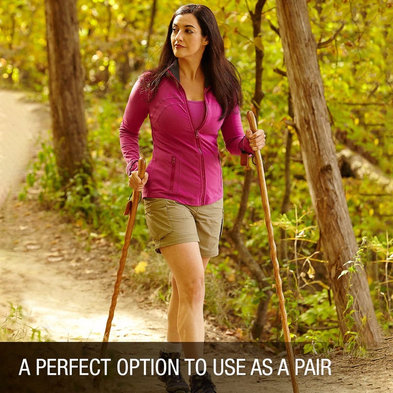 Brazos Handcrafted Wood Walking Stick, Twisted Oak, Ergonomic Style Handle, for Men & Women, Made in The USA, Brown, 48" - Image 2