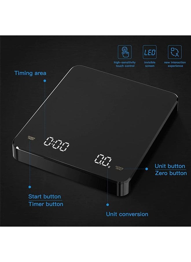 عربست - ميزان قهوة 0.1 جرام - 3000 جرام مع مؤقت، قابل لإعادة الشحن عبر USB - Image 1