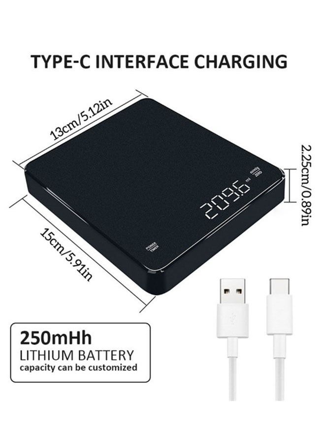 عربست - ميزان قهوة 0.1 جرام - 3000 جرام مع مؤقت، قابل لإعادة الشحن عبر USB - Image 1