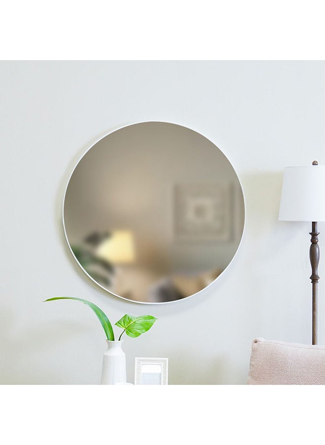 DANUBE HOME Petite Round Frame Mirror | Modern Wall Mounted Mirror Decorations For Vanity Entryway Living Room Bedroom And Bathroom 90X90X2.8 CM  Matt White  - Image 1