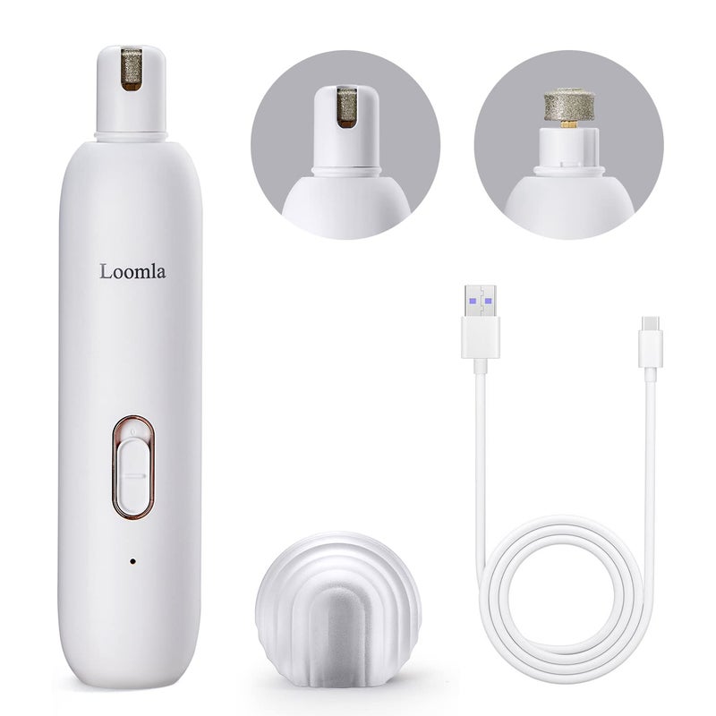 Loomla Dog Nail Grinder Upgraded - Professional 2 Speed Dog Nail Trimmers with Low Noise, USB Rechargeable Pet Nail Grinder, Paws Grooming and Smoothing for Dogs, Cats and Small Animals, White - Image 1