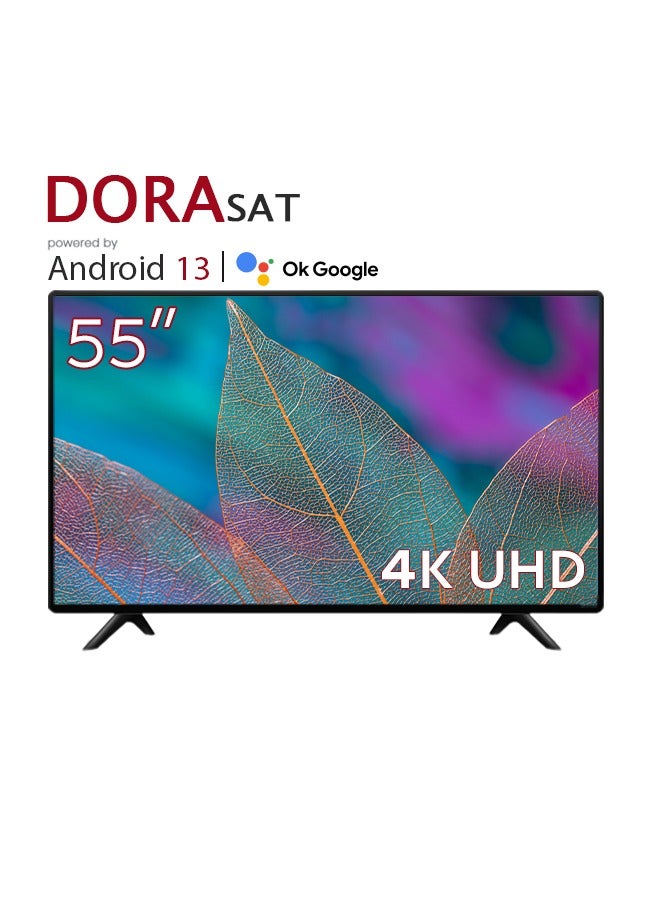 Dora Sat 55 inch Smart TV - with Android 13 Operating System - 4K UHD - Model DST55U + Wall mount Free - Image 1