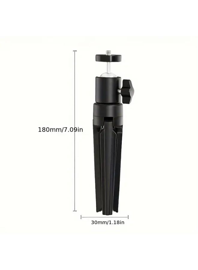 360 Degree Rotating Mini Tripod Head Mount Adjustable Panoramic Ball Head Stand Black For Projectors Cameras DSLR And Live Streaming Setup Compact ABS Design Stable Tabletop Accessory For Home Office And Studio Equipment Sturdy Base - Image 3