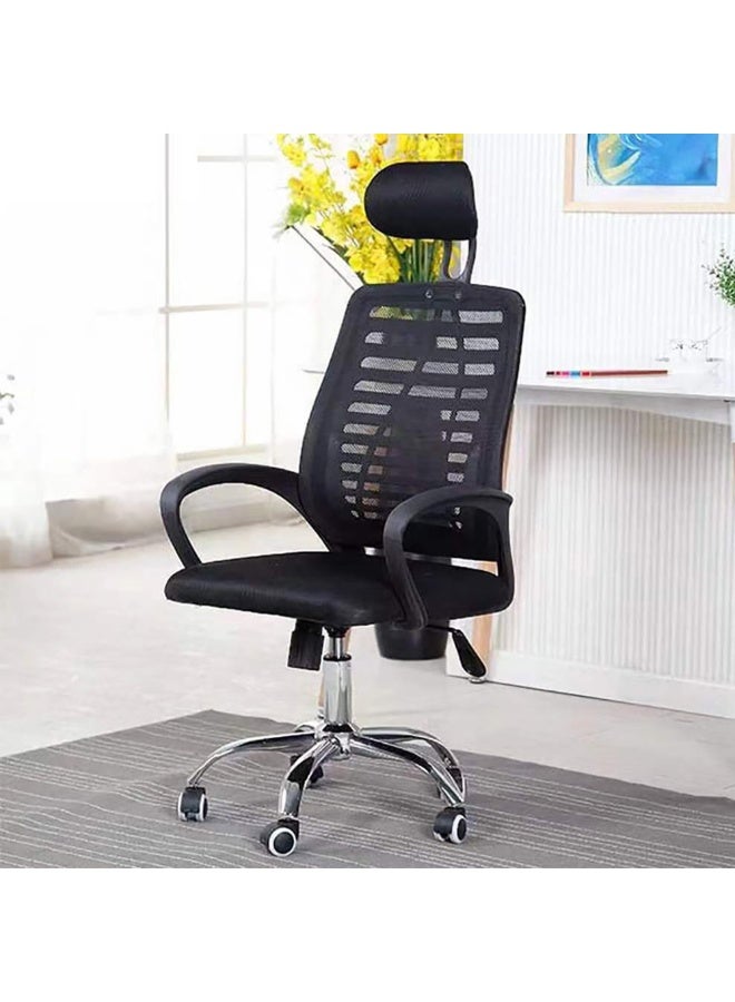 كرسي مكتب منزلي، كرسي كمبيوتر، كرسي مكتب دوار قابل لتعديل الارتفاع مع مسند للظهر ومساند للذراعين ومسند للرأس وعجلات للعمل والدراسة، أسود - Image 4