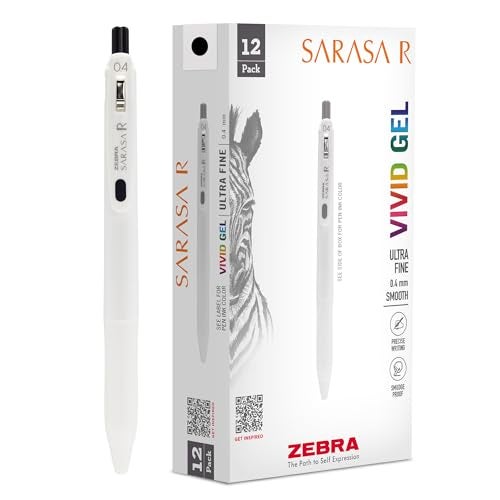 Zebra Pen SARASA R Gel Pens Black Ink 04mm Fine Point Vivid Ink to Create Deep Saturated Color and Smooth Gel Lines QuickDrying for SmearFree Writing Made in Japan 12Pack 47710 - Image 1