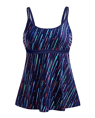 Yonique Tankini Top for Women Bathing Suit Top No Bottom Modest Swimsuit Top Only Tummy Control Swim Tank Top Blue Stripe S - Image 1