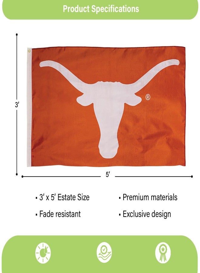 BSI NCAA Texas Longhorns 3 x 5 Outdoor Durable Flag with Grommets | Heavy Duty Flag & Banner for Garden Patio | Indoor Wall Decor for Room | Works with Flag Poles for Outside House - Image 3