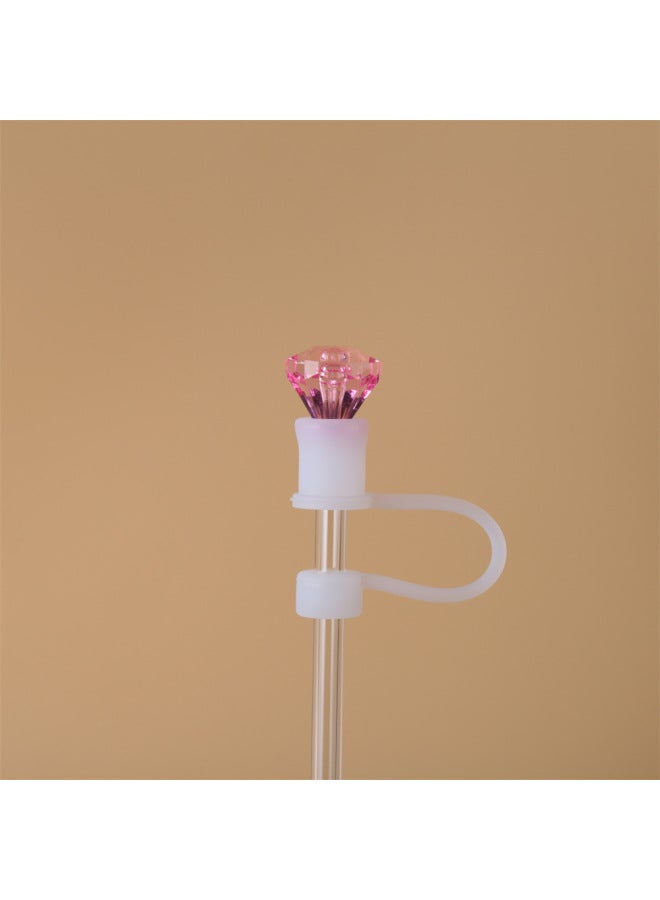 Diamond-Suction Tube Sleeve Large Cartoon Cute Doll Silicone Suction Tube Sleeve 8mm 10mm 12mm-Color:Rose Big Diamond-transparent Large Doll Silicone Suction Tube Sleeve-Specifications:10mm  - Image 1
