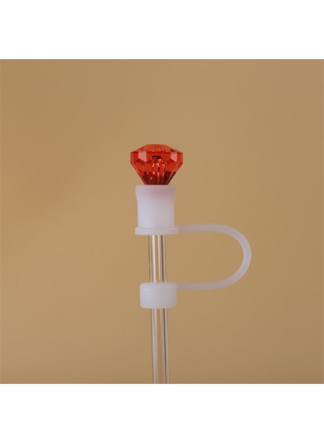 Diamond-Suction Tube Sleeve Large Cartoon Cute Doll Silicone Suction Tube Sleeve 8mm 10mm 12mm-Color:Rose Big Diamond-transparent Large Doll Silicone Suction Tube Sleeve-Specifications:10mm  - Image 3