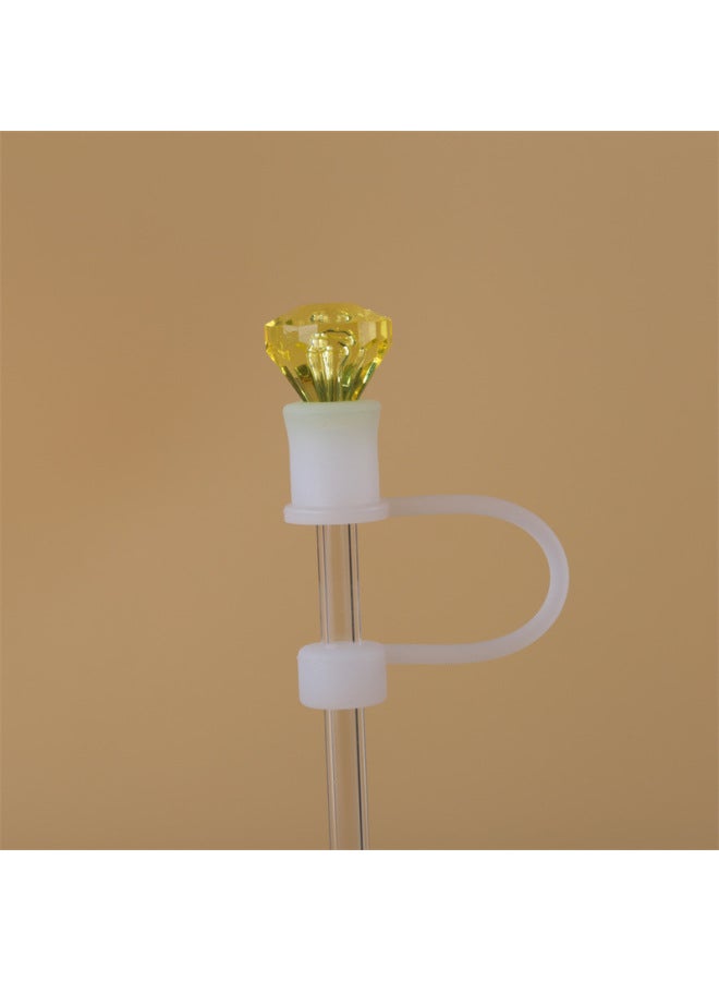 Diamond-Suction Tube Sleeve Large Cartoon Cute Doll Silicone Suction Tube Sleeve 8mm 10mm 12mm-Color:Rose Big Diamond-transparent Large Doll Silicone Suction Tube Sleeve-Specifications:10mm  - Image 4