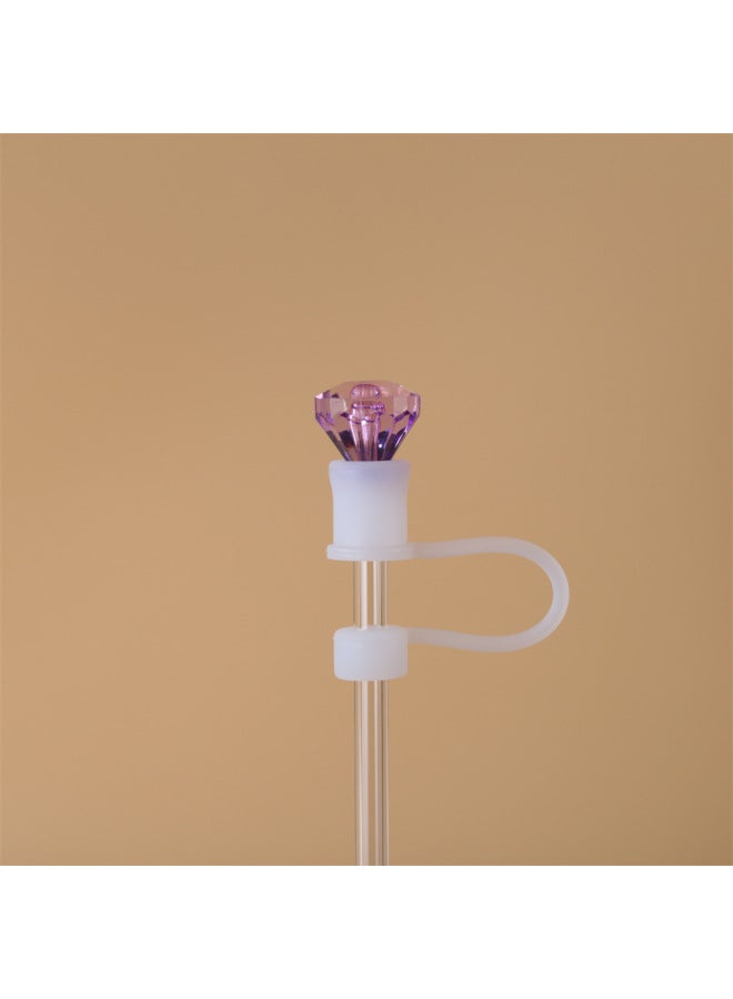 Diamond-Suction Tube Sleeve Large Cartoon Cute Doll Silicone Suction Tube Sleeve 8mm 10mm 12mm-Color:Rose Big Diamond-transparent Large Doll Silicone Suction Tube Sleeve-Specifications:10mm  - Image 5