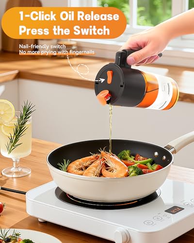 OURCABECUE Upgrade 2 in 1 Oil Sprayer for Cooking, 17oz Light-Blocking Glass Olive Oil Dispenser Bottle for Kitchen,Food-Grade Oil Mister with 8 Stickers for Salad, Frying(Amber Bottle-Black Gap) - Image 5