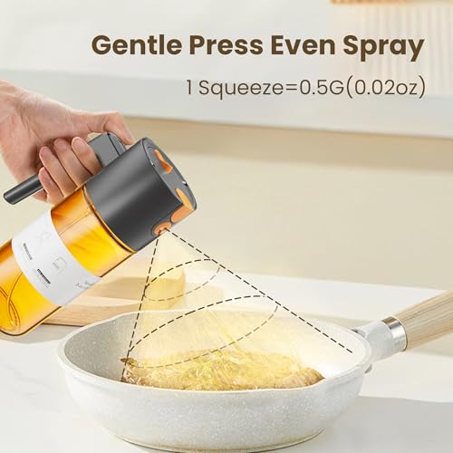OURCABECUE Upgrade 2 in 1 Oil Sprayer for Cooking, 17oz Light-Blocking Glass Olive Oil Dispenser Bottle for Kitchen,Food-Grade Oil Mister with 8 Stickers for Salad, Frying(Amber Bottle-Black Gap) - Image 2