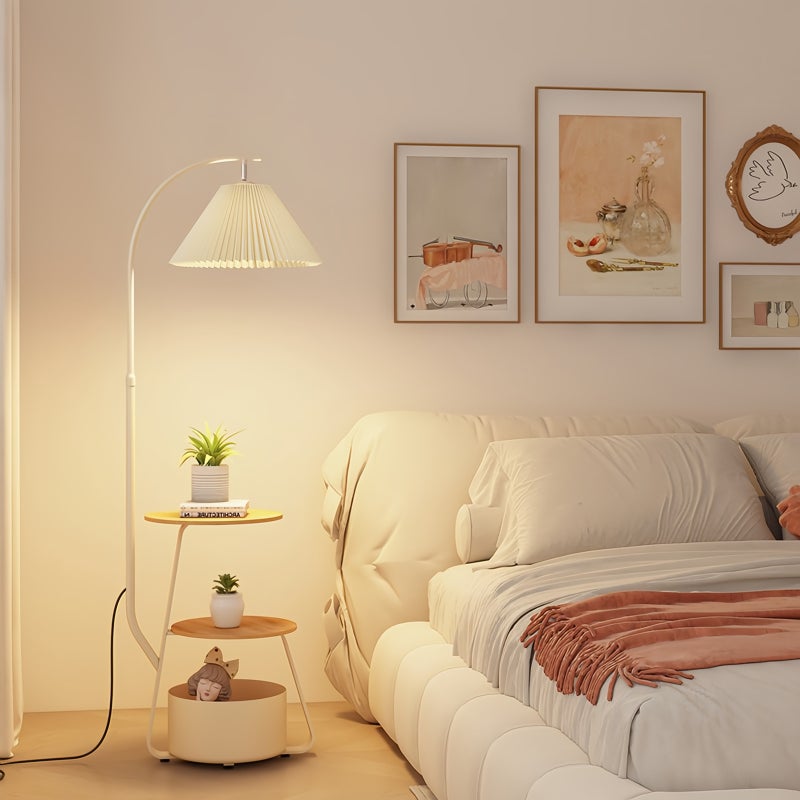 Sharpdo Nordic Curved Floor Lamp,Standing lamp With 3-Layer Side Table and Storage Drawer, Multi-functional Living Room and Bedroom Desk Lamp, Suitable for Reading and Decoration - Image 3