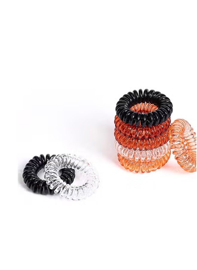 Peachjoy Spiral Hair Ties, 8 Pcs Plastic Coil Bands Telephone Cord Bobbles Hairbands Elastic Spiral Ponytail Holder, Transparent Binding Cute Phone Line Loop Band Student Headband  - Image 3