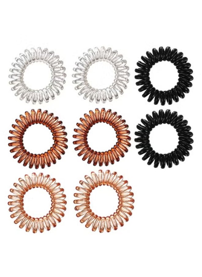 Peachjoy Spiral Hair Ties, 8 Pcs Plastic Coil Bands Telephone Cord Bobbles Hairbands Elastic Spiral Ponytail Holder, Transparent Binding Cute Phone Line Loop Band Student Headband  - Image 1