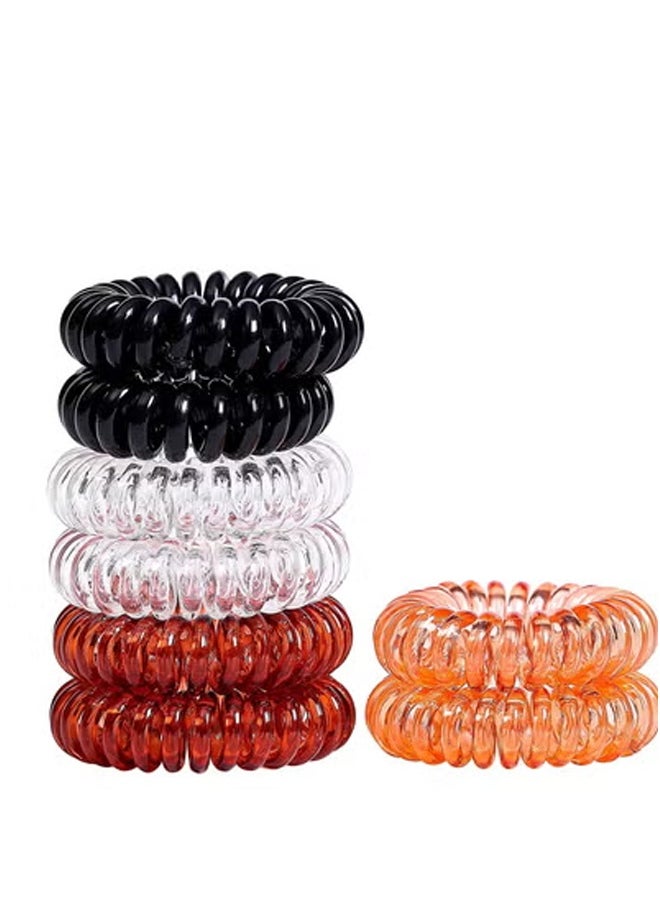Peachjoy Spiral Hair Ties, 8 Pcs Plastic Coil Bands Telephone Cord Bobbles Hairbands Elastic Spiral Ponytail Holder, Transparent Binding Cute Phone Line Loop Band Student Headband  - Image 4