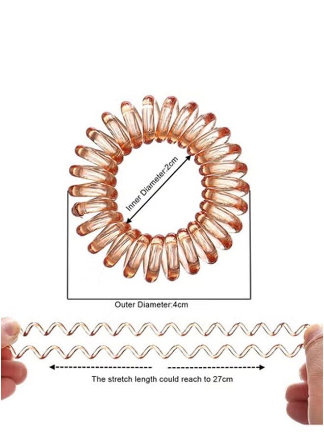 Peachjoy Spiral Hair Ties, 8 Pcs Plastic Coil Bands Telephone Cord Bobbles Hairbands Elastic Spiral Ponytail Holder, Transparent Binding Cute Phone Line Loop Band Student Headband  - Image 2