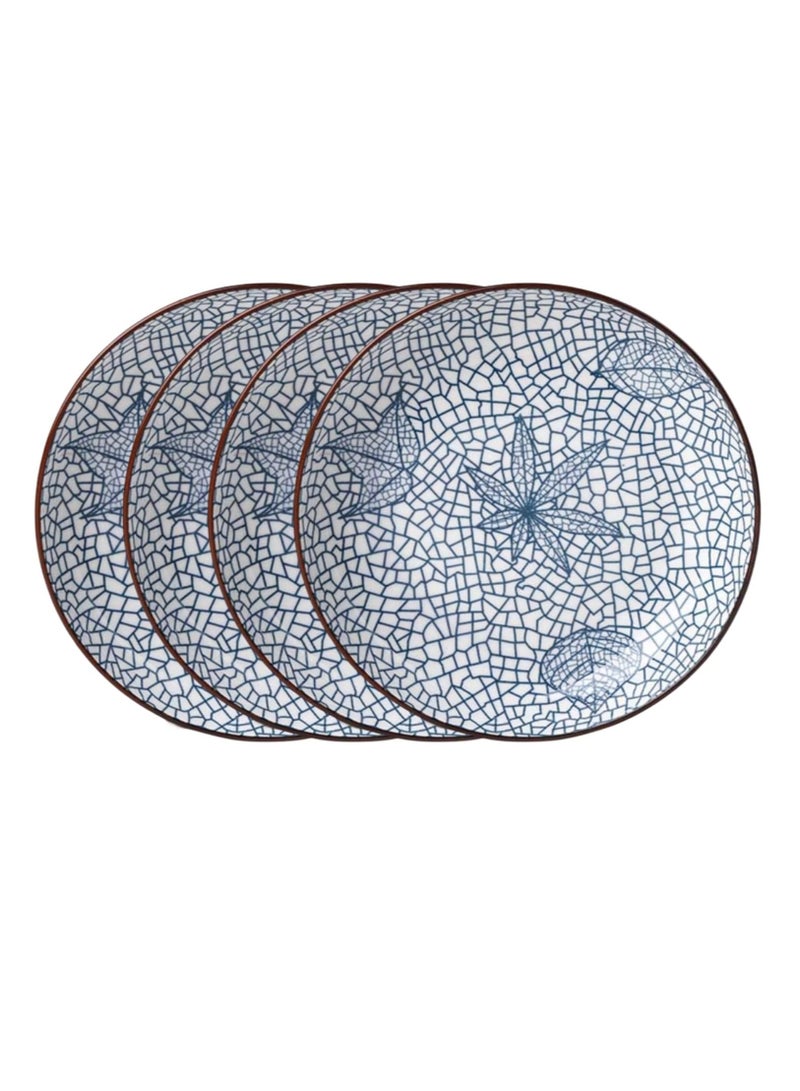 ريد ليف أطباق عشاء سيراميك من RedLeaf مقاس 8 بوصات - مجموعة من 4 أطباق دائرية للحلوى أو السلطة، ومجموعات أدوات العشاء، والميكروويف، والفرن، وغسالة الأطباق (أوراق الخريف) - Image 1