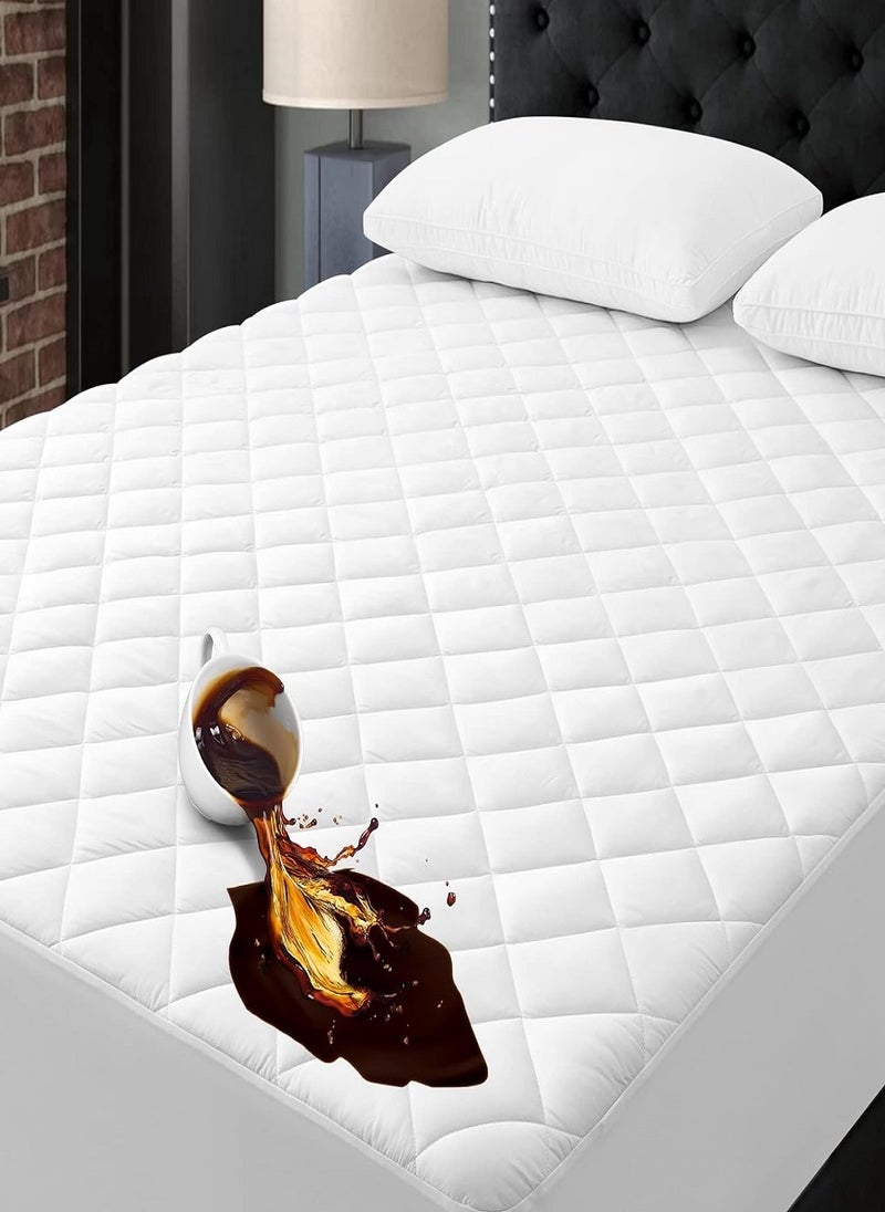 Quilted Mattress Protector Bed Topper Cover Extra Deep 140X200+25cm - Image 1