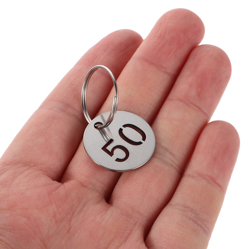 50pcs Numbered Key Tags: 1-50 Key Tags Stainless Steel Round Metal Number with Split - for Organized Coding Key Box Cabinet Identifiers - Image 3