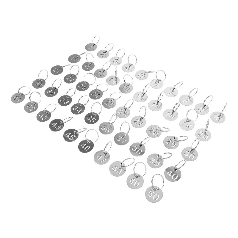 50pcs Numbered Key Tags: 1-50 Key Tags Stainless Steel Round Metal Number with Split - for Organized Coding Key Box Cabinet Identifiers - Image 4
