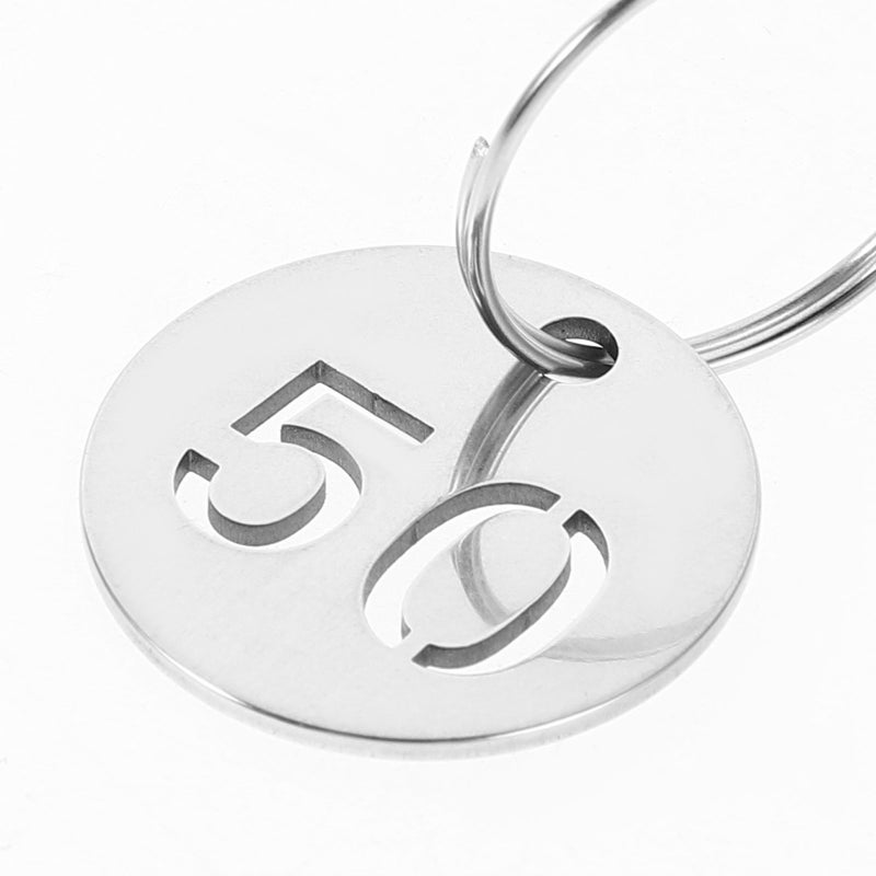 50pcs Numbered Key Tags: 1-50 Key Tags Stainless Steel Round Metal Number with Split - for Organized Coding Key Box Cabinet Identifiers - Image 2