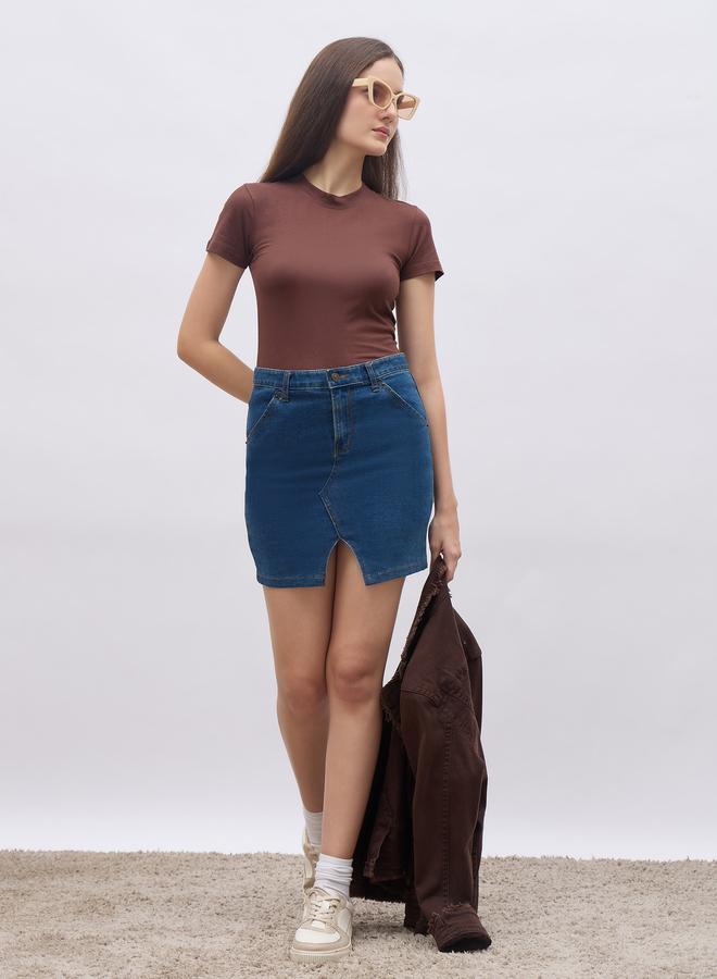 ستايلي ستايل حزمة من 2 - تي شيرت قطن مطاطي بياقة عالية ضيقة - Image 1