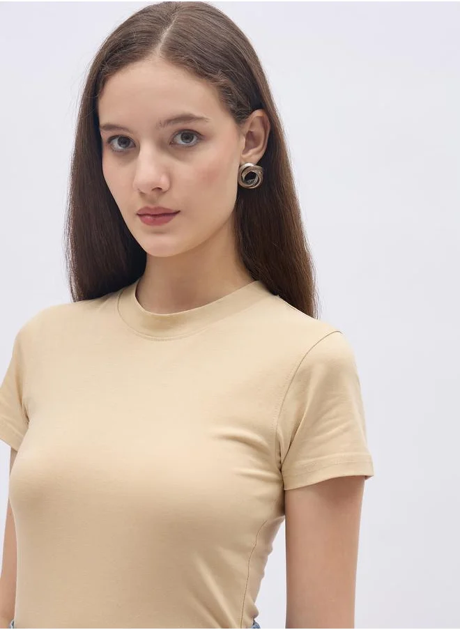 Styli Styli Pack of 2 - Cotton Stretch Fitted High Neck T-Shirt