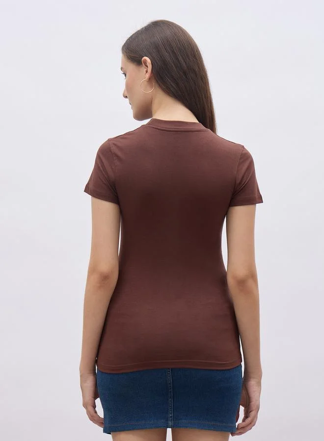 Styli Pack of 2 - Cotton Stretch Fitted High Neck T-Shirt