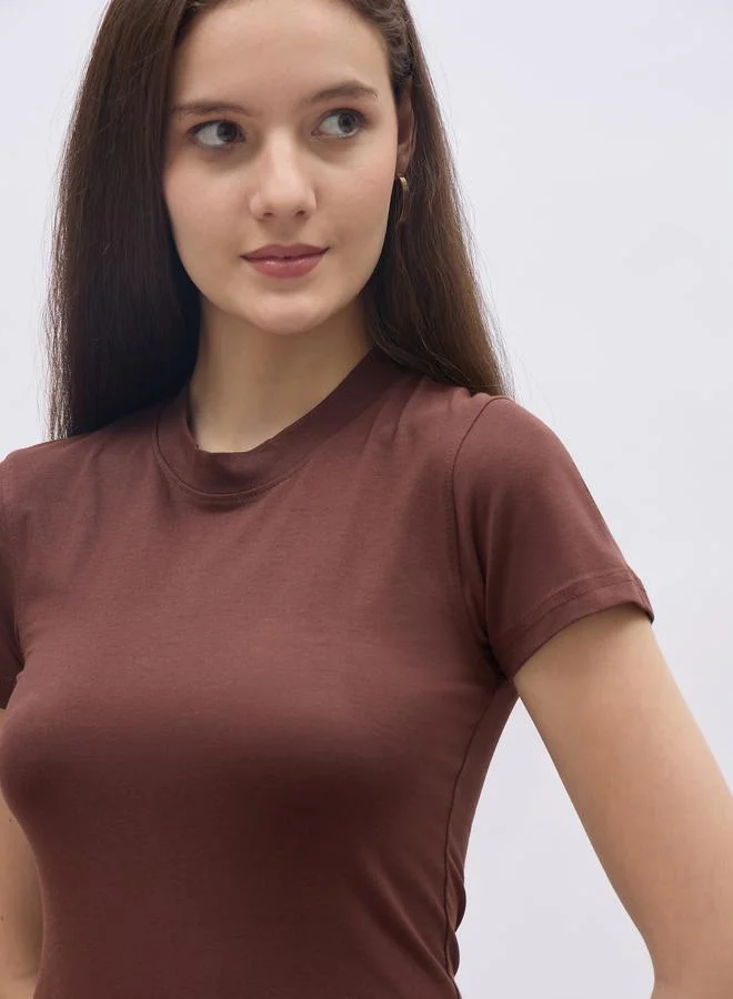 Styli Pack of 2 - Cotton Stretch Fitted High Neck T-Shirt