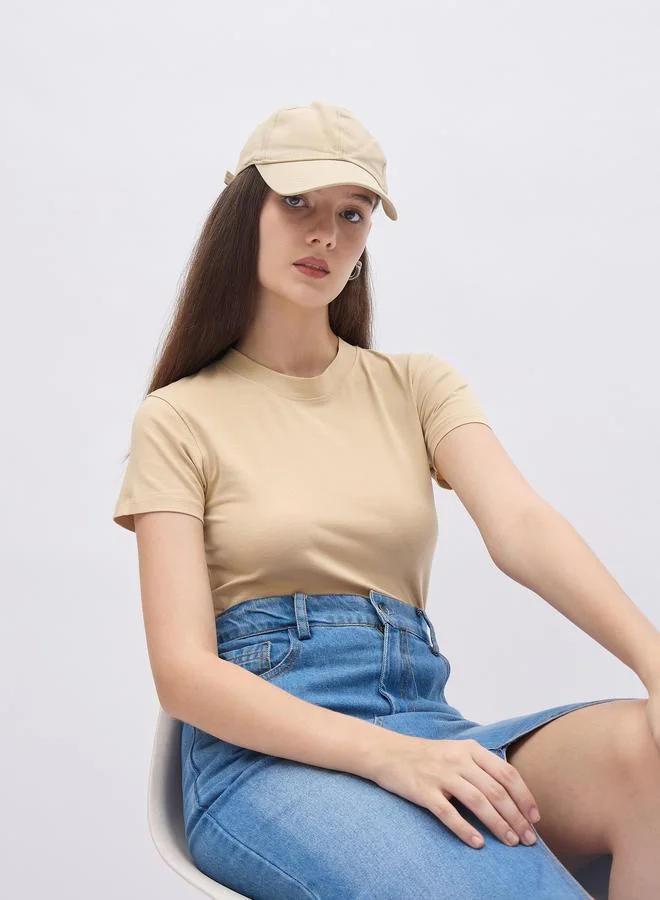 Styli Pack of 2 - Cotton Stretch Fitted High Neck T-Shirt