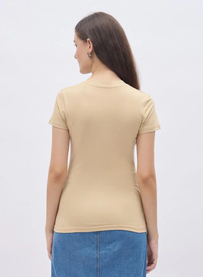 Styli Pack of 2 - Cotton Stretch Fitted High Neck T-Shirt