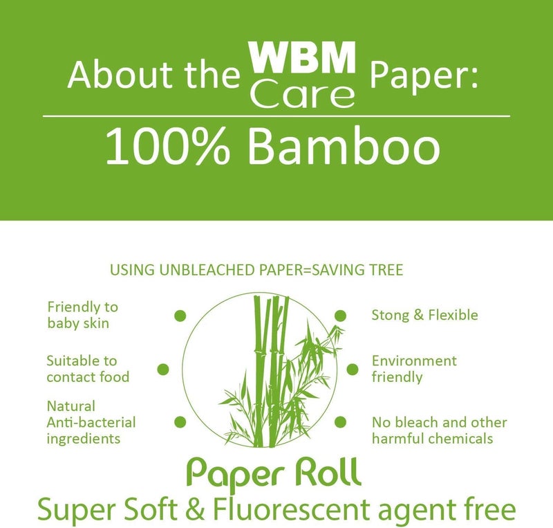 WBM Care Bamboo Toilet Tissue Strong Flexible 3Ply All Natural Tree Free and Septic Safe Paper Towels 250 Sheets Each Roll Total 7500 Sheets 30 Rolls - Image 4