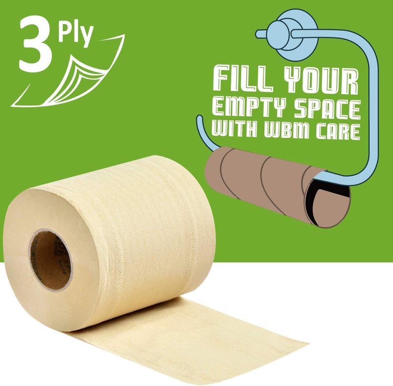 WBM Care Bamboo Toilet Tissue Strong Flexible 3Ply All Natural Tree Free and Septic Safe Paper Towels 250 Sheets Each Roll Total 7500 Sheets 30 Rolls - Image 3