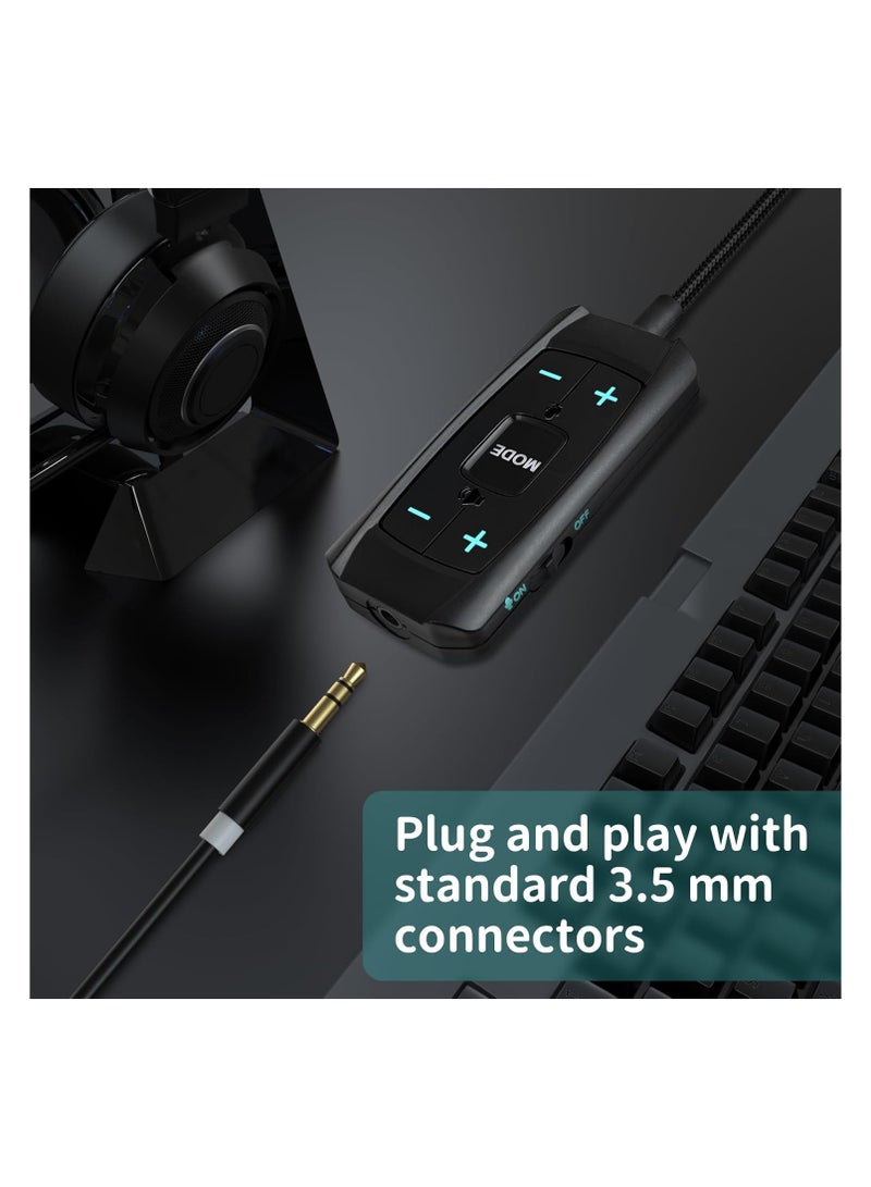 SOLARAE USB Sound Card, Virtual 7.1 Surround Sound, USB to 3.5mm Jack Audio Adapter, Cable External Sound Card for PC/PS4/PS5/Mac/Gaming Headset, Mute/Volume Control, 6.5ft, Audio Control Box, Plug and Play - Image 5