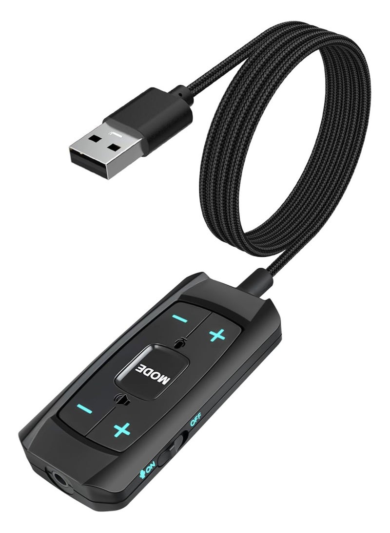 SOLARAE USB Sound Card, Virtual 7.1 Surround Sound, USB to 3.5mm Jack Audio Adapter, Cable External Sound Card for PC/PS4/PS5/Mac/Gaming Headset, Mute/Volume Control, 6.5ft, Audio Control Box, Plug and Play - Image 1