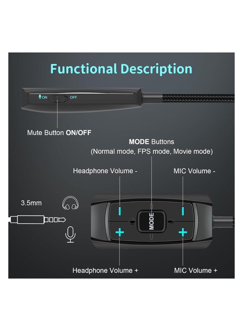 SOLARAE USB Sound Card, Virtual 7.1 Surround Sound, USB to 3.5mm Jack Audio Adapter, Cable External Sound Card for PC/PS4/PS5/Mac/Gaming Headset, Mute/Volume Control, 6.5ft, Audio Control Box, Plug and Play - Image 3