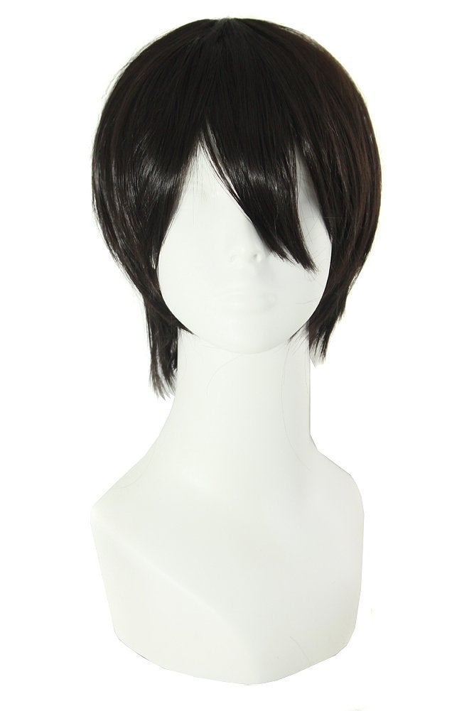 MapofBeauty MapofBeauty (Black) - Men's Short Straight Wig Cosplay Costume Wig (Black)  - Image 1