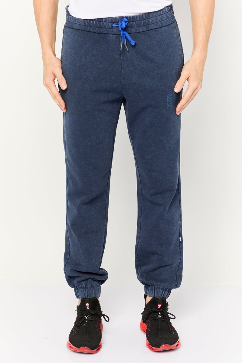 Gas Jeans Men Washed Drawstring Jogger Pants, Dark Navy - Image 1