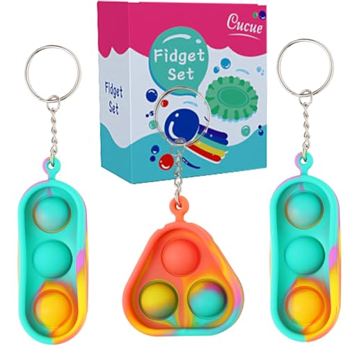 Cucue Simple Fidget Pop Toys Portable Calming Sensory Hand Toys for Fun Stress Relief Soft Flexible FoodGrade Silicone Materials Keychain Durable Poppers for Kids Adults Pack of 3 - Image 1