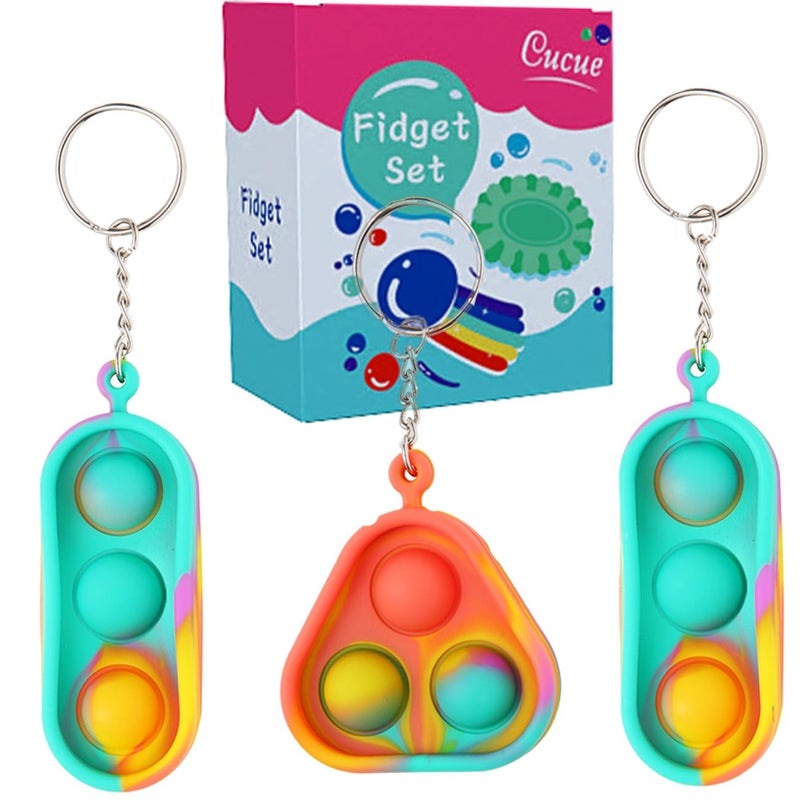 Cucue Simple Fidget Pop Toys Portable Calming Sensory Hand Toys for Fun Stress Relief Soft Flexible FoodGrade Silicone Materials Keychain Durable Poppers for Kids Adults Pack of 3 - Image 3