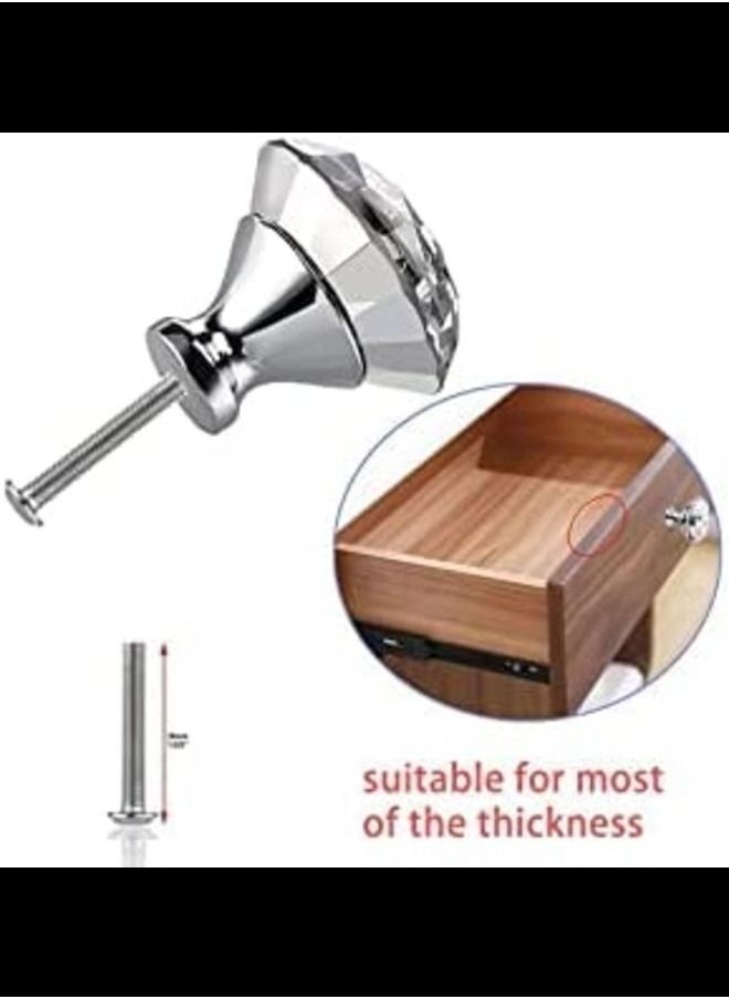 ABBASALI Hardware Clear Glass Crystal Half Diamond Cabinet knobs Sets Of 2 Pieces (GOLD)  - Image 2