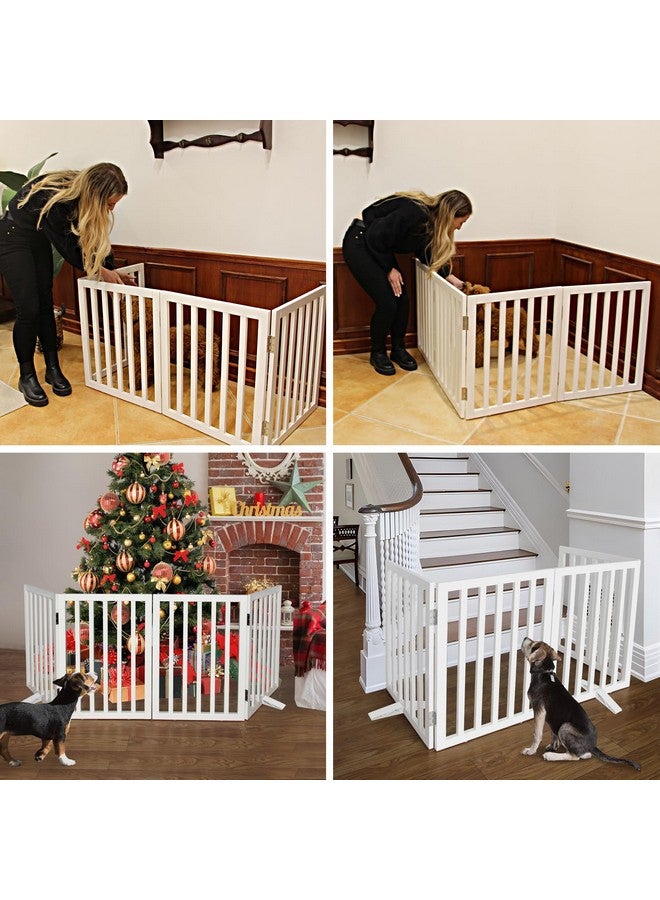 ZJSF بوابة داخلية مستقلة للكلاب ZJSF للمنزل بوابة خشبية قابلة للطي بيضاء للكلاب الصغيرة للفتحات بوابة حيوانات أليفة للسلالم سياج حيوانات أليفة عريض جداً بارتفاع 24 بوصة 3 لوحات - Image 3