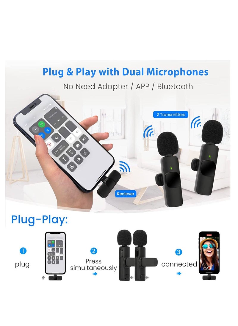 Wireless Lavalier Microphone for iPhone 7 8 X XR XS 11 12 13 Max Pro SE - 2.4GHz Lapel Mic for Recording YouTube Facebook Live Stream Tiktok Vlog Interview - Image 2