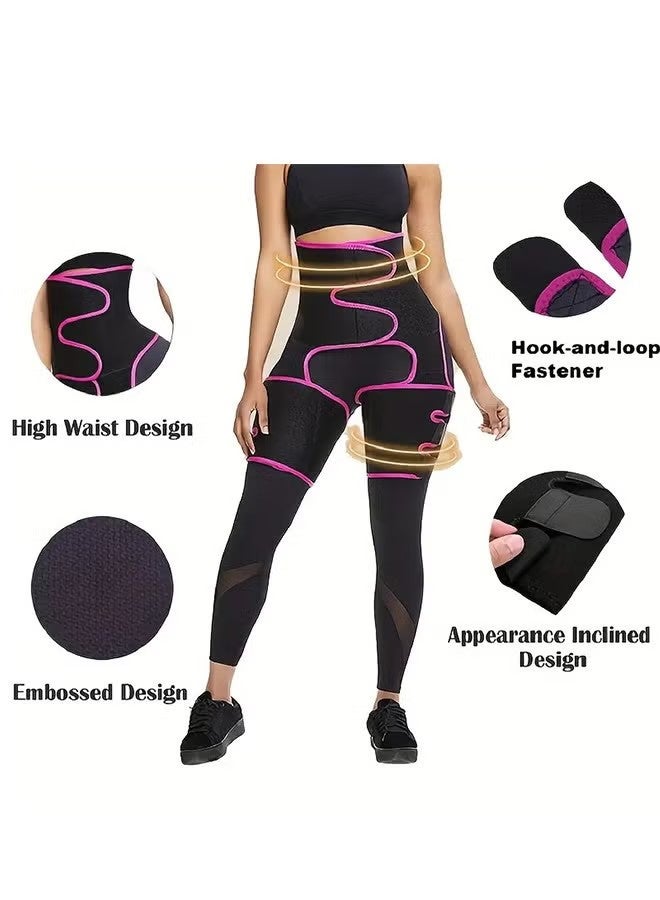 Bincoo Waist Trimmer for Women, 3in1 Thigh Trimmer Belt with Butt Lifter Slimming Body Shaper Sweat Band Size XL Color Black Pinck - Image 2